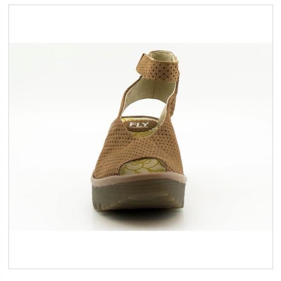Fly London Women’s Yala Perforated Wedges in Cupido Beige - Picture 4 of 14